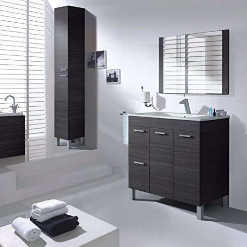 Mueble completo de baño Gris + espejo Aktiva + columna