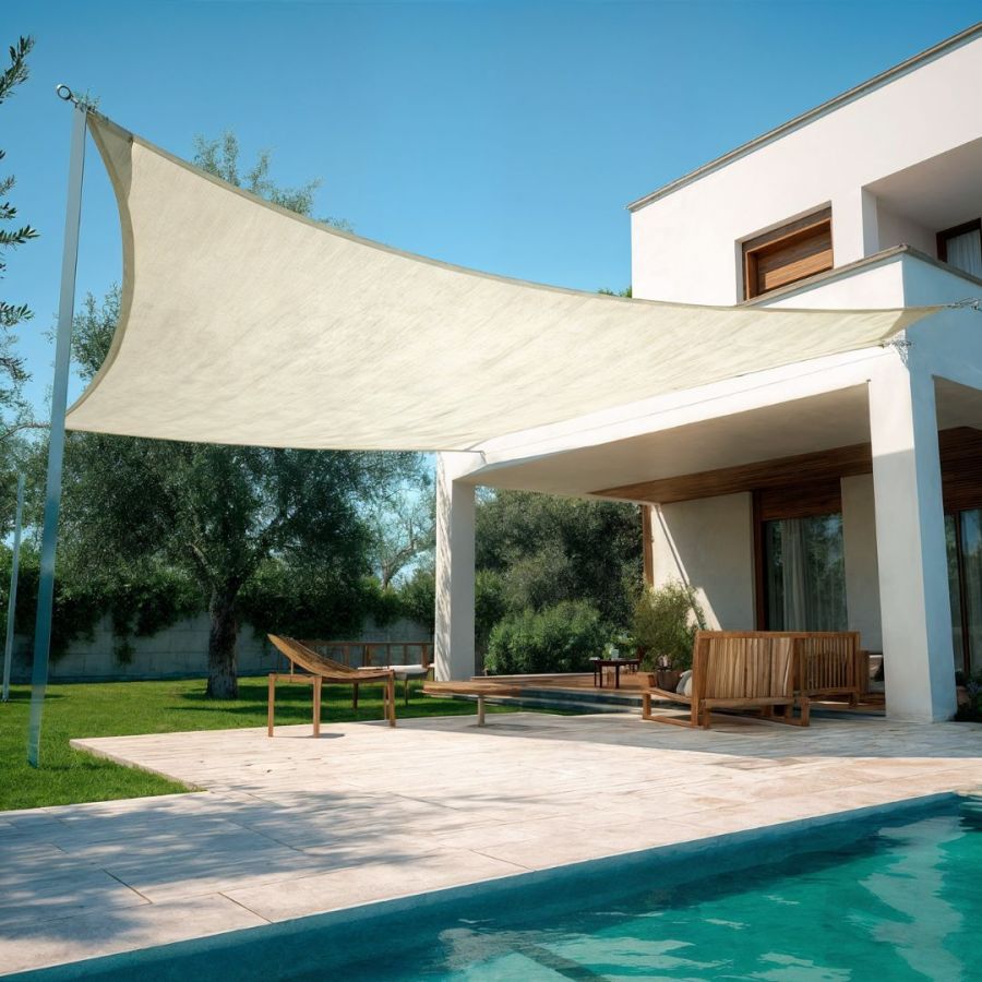 Toldo Vela Sombreo Impermeable 3,6 X 3,6 M Beige - Imagen 3