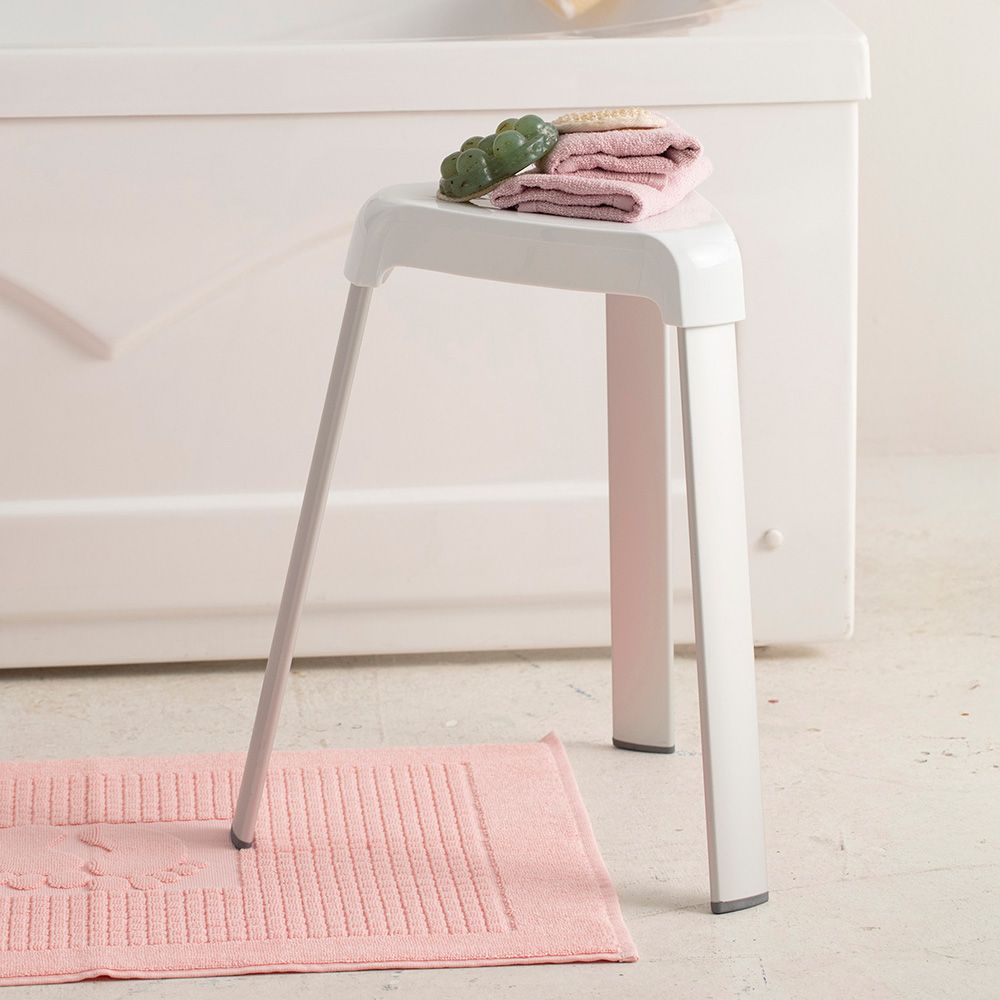 TABURETE DE BAÑO, BLANCO, 25 x 29 x 45 cm
