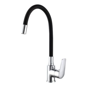 GRIFO MONOMANDO DE COCINA CAÑO ALTO FLEXIBLE NEGRO SERIE BAIONA