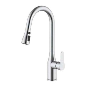 GRIFO MONOMANDO DE COCINA CAÑO ALTO PLATEADO CEPILLADO SERIE TRAZO