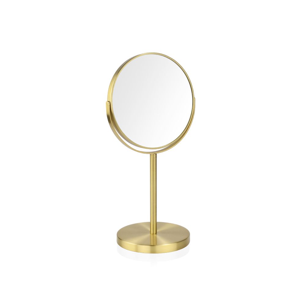 ESPEJO REDONDO PIE METAL DORADO Ø17 cm X5AU