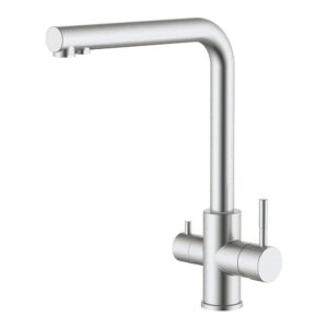 GRIFO MONOMANDO DE COCINA CAÑO ALTO OSMOSIS, INOX CEPILLADO, 3 VÍAS