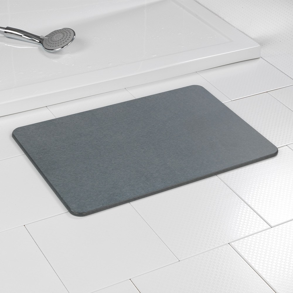 ALFOMBRA DE BAÑO ANTIDESLIZANTE DE DIATOMITA, GRIS, 60 x 39 cm