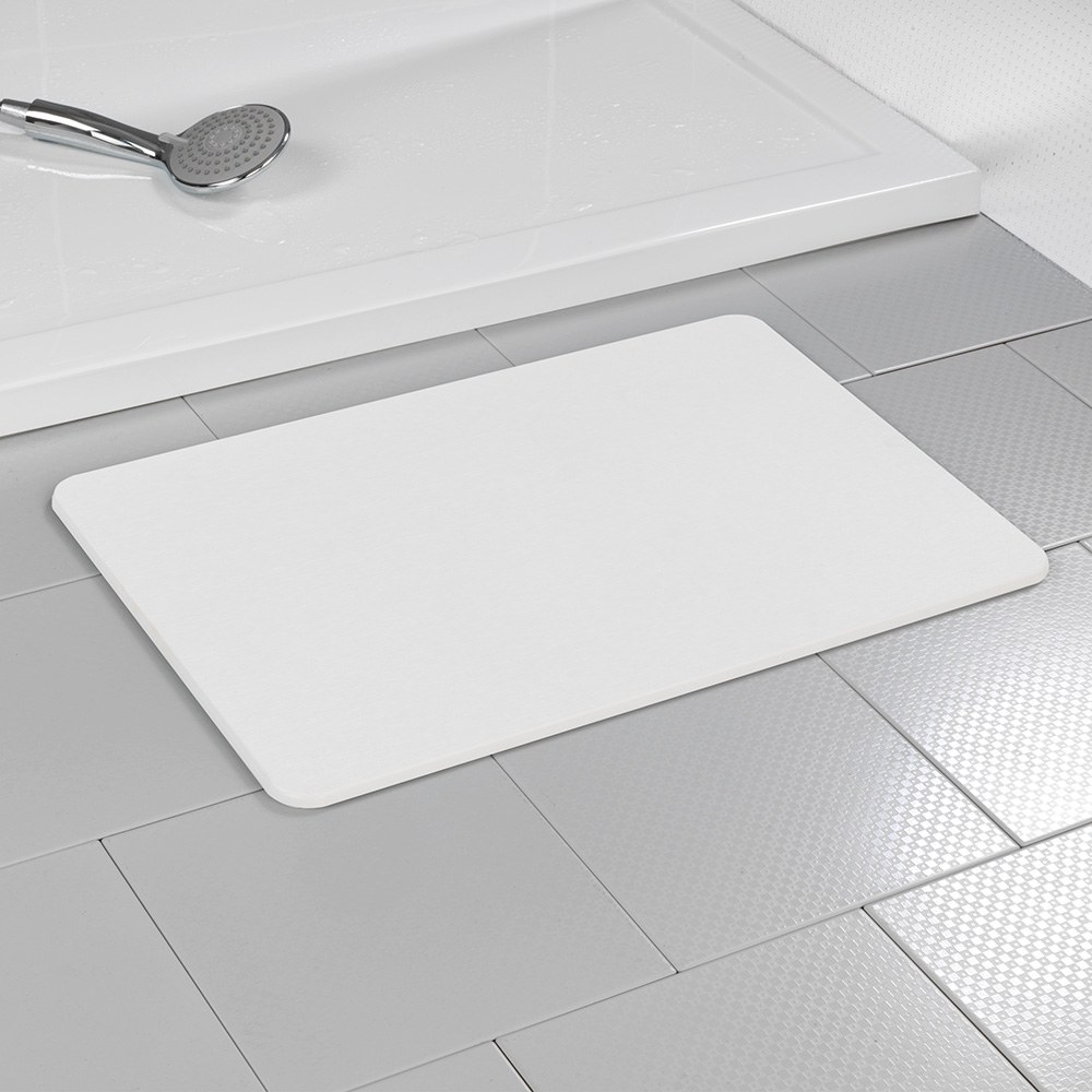 ALFOMBRA DE BAÑO ANTIDESLIZANTE DE DIATOMITA, BLANCO, 60 x 39 cm