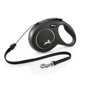 CORREA EXTENSIBLE FLEXI CLASSIC NEGRA, CINTA 8 m, M, HASTA 20 Kg