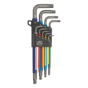 LLAVES ALLEN HEXAGONALES CON BOLA 1.5 mm -10 mm, DE COLORES, JUEGO DE 9 PIEZAS