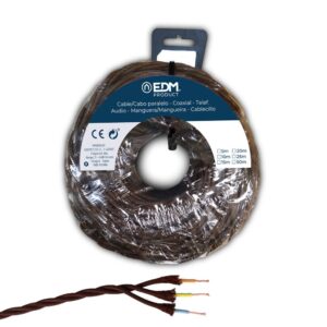 CARRETE CABLE PARALELO TEXTIL TRENZADO H07V-k 3 G 2,50 mm² MARRÓN, 25 m