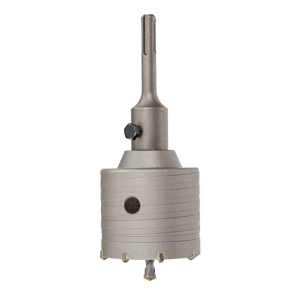 CORONA PASAMUROS DE METAL DURO (MD) Ø90 mm + HUSILLO SDS PLUS + BROCA GUÍA
