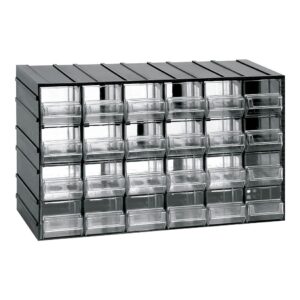 CAJONERA MODULAR CON 24 CAJONES TRANSPARENTES, 382 x 148 x 230 mm