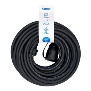 PROLONGADOR PROFESIONAL 20 m, IP44, H07RN-F 3 G 2,5 mm², 1 TOMA CON TAPA, 16 A 250 V~, NEGRO