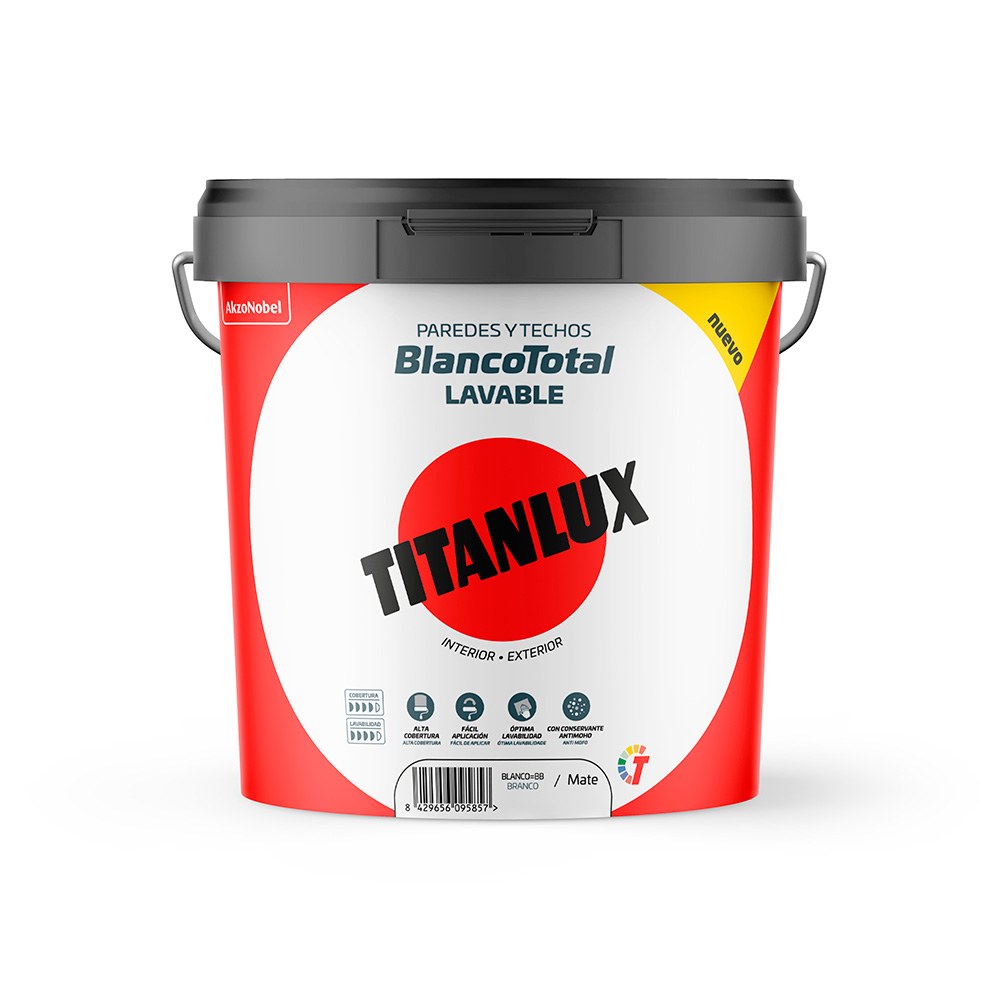 PINTURA PLÁSTICA ACRÍLICA ESTIRENADA, INTERIOR/EXTERIOR, BLANCO TOTAL, 4 l