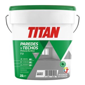 PINTURA PLÁSTICA ACRÍLICA ESTIRENADA INTERIOR/EXTERIOR, ANTIMOHO T-3, BLANCO MATE, 15 l
