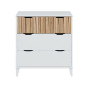 COMODA DE 3 CAJONES, COLOR BLANCO + NATURAL