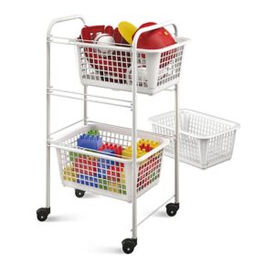 CARRITO MULTIUSO CON 3 CESTOS, SAN DIEGO, BLANCO, 30 x 38 x 68 cm