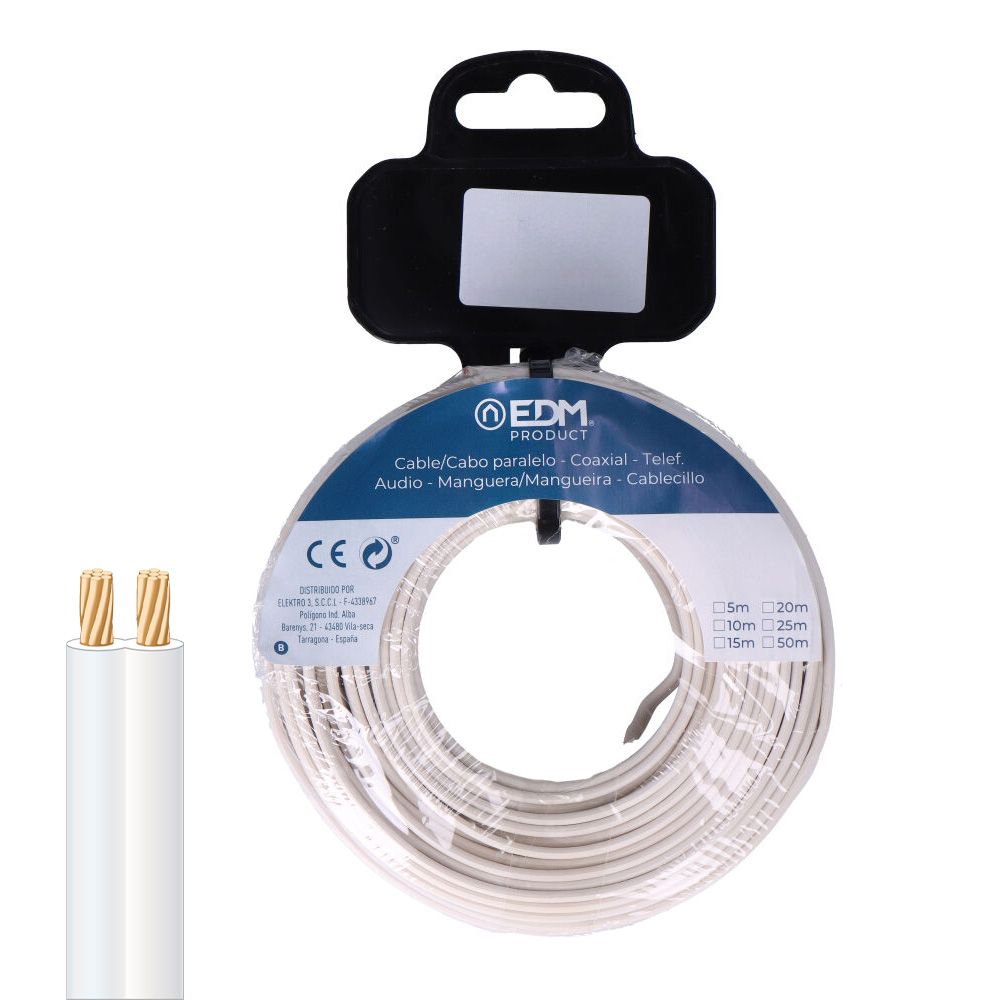 CARRETE CABLE PARALELO 2x2,50 mm² BLANCO "AUDIO" 15 m