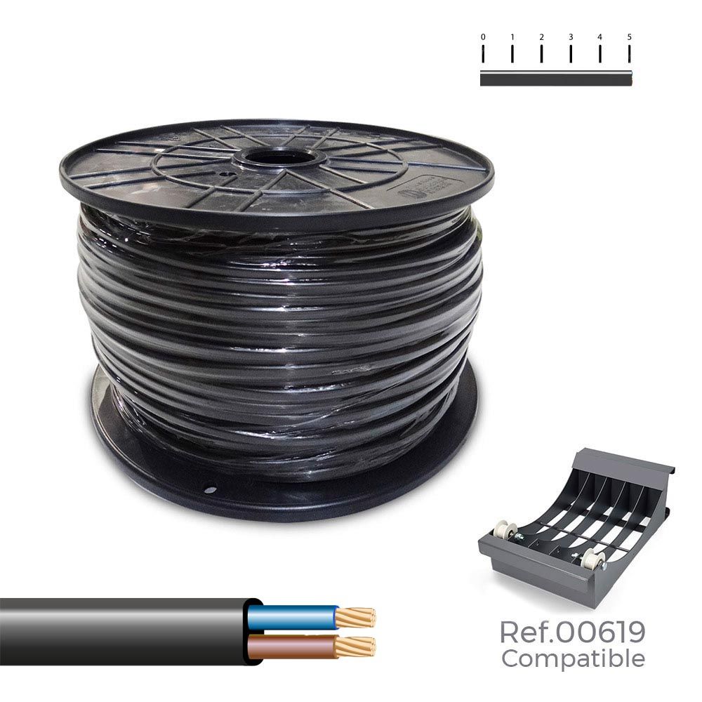 MANGUERA PLANA H03VVH2-F 2 x 0,75 mm² NEGRA, 400 m. (BOBINA GRANDE)