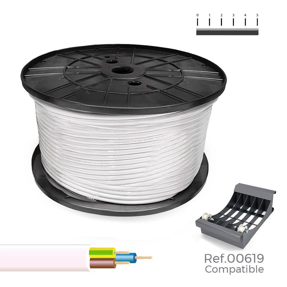 MANGUERA TUBULAR H05VV-F 3 G 1,00 mm² BLANCA, 300 m. (BOBINA GRANDE)