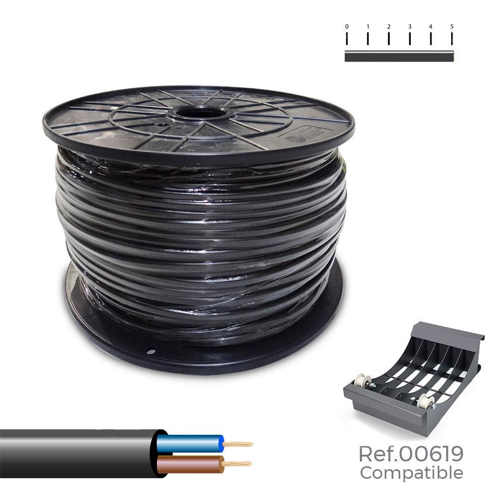 MANGUERA TUBULAR H05VV-F 2 x 1,00 mm² NEGRA, 400 m. (BOBINA GRANDE)