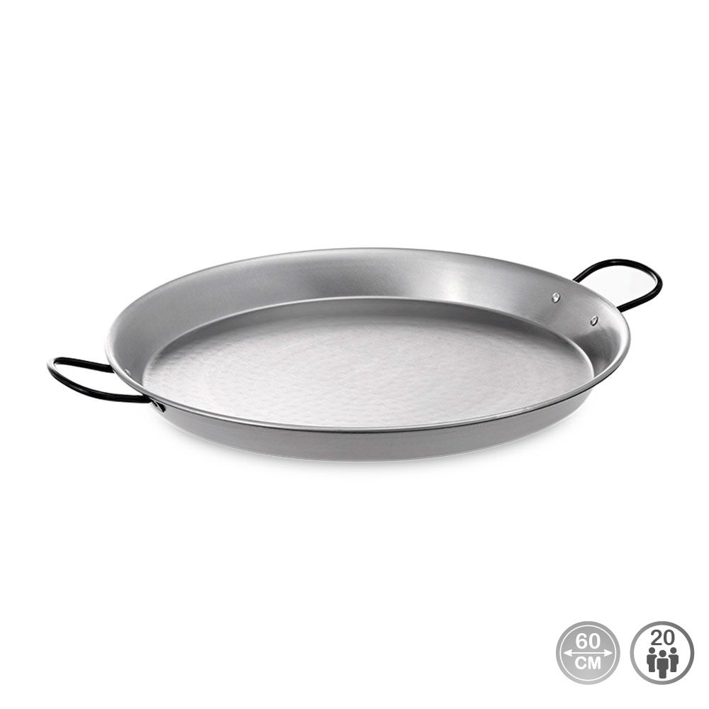PAELLERA TRADICIONAL DE ACERO PULIDO Ø60 cm (20 PERSONAS)