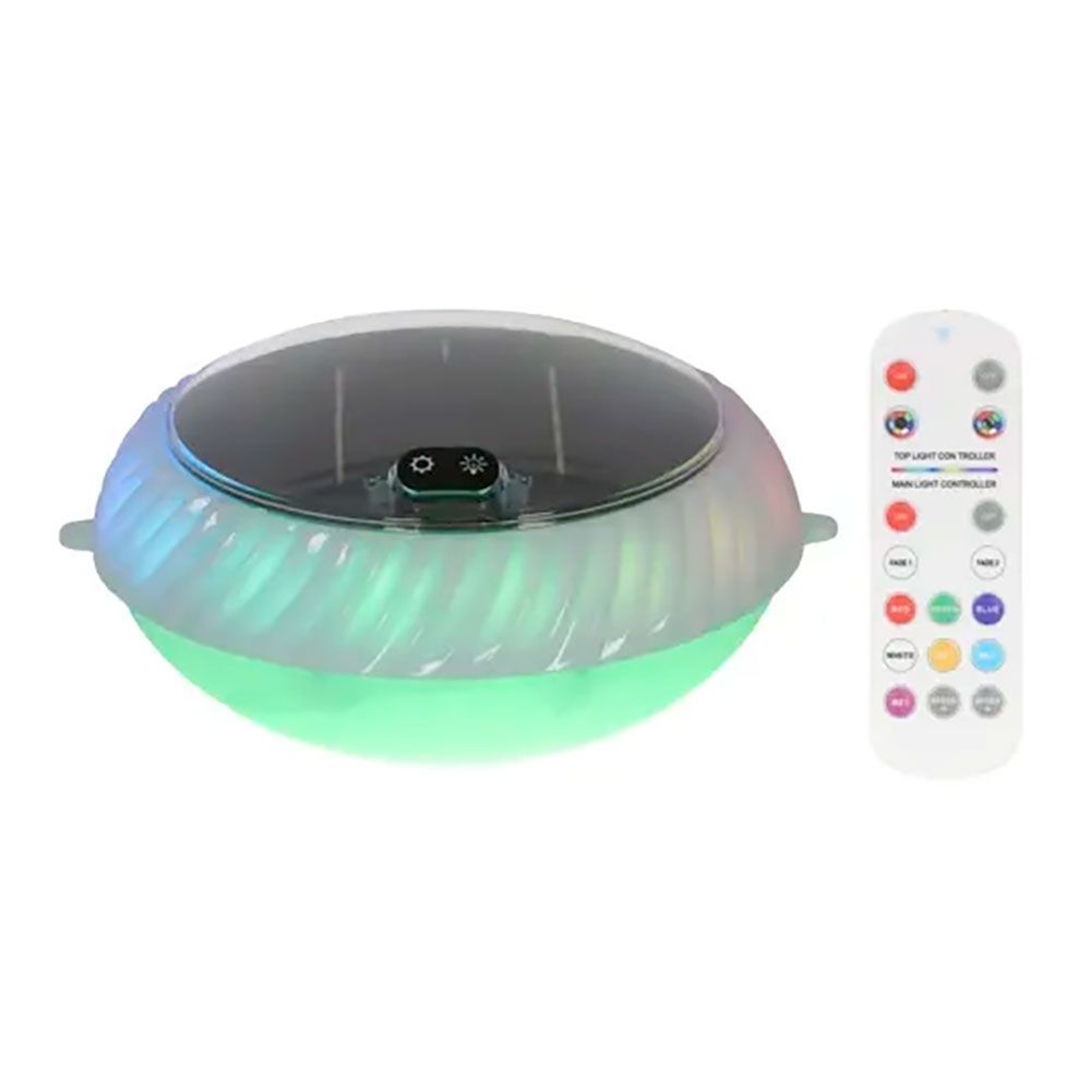 LUZ SOLAR FLOTANTE, 20 LEDS, 70 Im, IP68, CON 10 FUNCIONES, Ø20 x 10 cm
