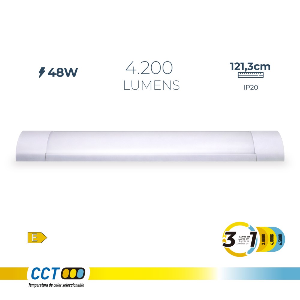 REGLETA LED 48 W 3CCT 4200 lm 121,3 x 12 x 3,1 cm