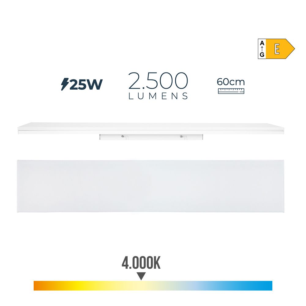 REGLETA LED 25 W 4000 k LUZ DÍA 2500 lm 12 x 60 x 4,5 cm