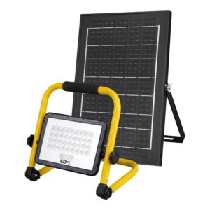 FOCO PROYECTOR LED SOLAR DE TRABAJO + PANEL SOLAR, 4000 lm, 6.400 K, LUZ FRÍA, IP65
