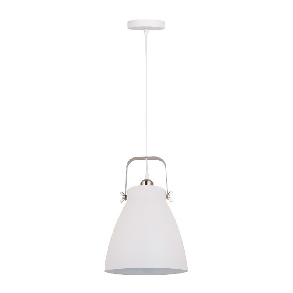LÁMPARA DE TECHO, COLGANTE, E27, BLANCO + NICKEL, Ø270 x 1200 mm