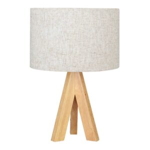 LÁMPARA MESA E27 MADERA Y TELA (BOMBILLA NO INCLUIDA), Ø25 x 37 cm