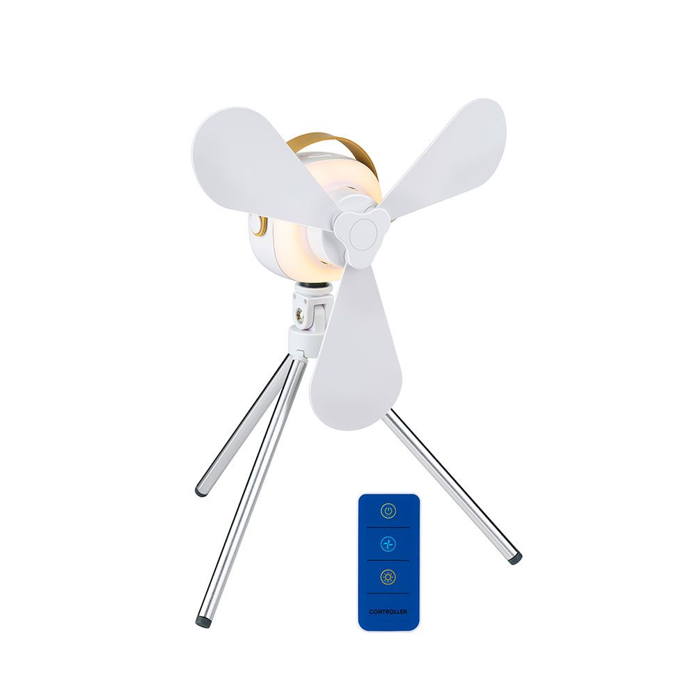VENTILADOR DE SOBREMESA, RECARGABLE CON USB, 3 ASPAS, 4 VELOCIDADES, CON MANDO