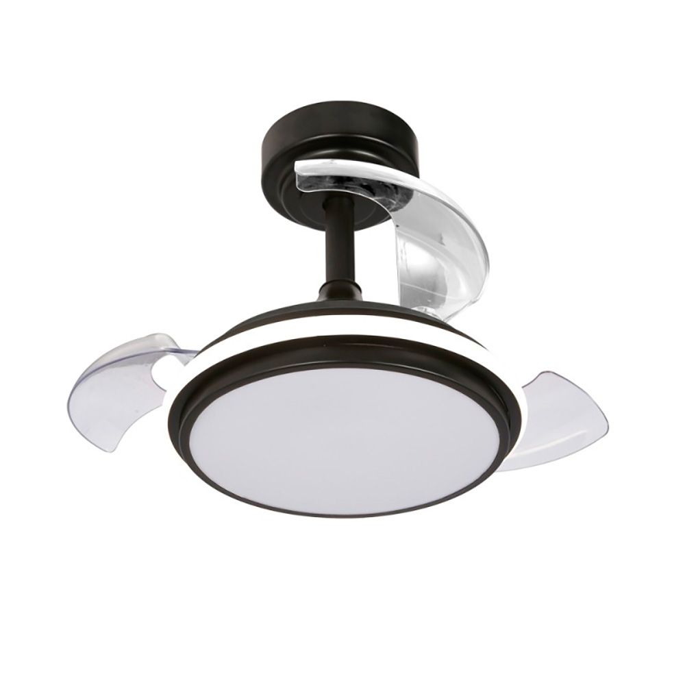 VENTILADOR DE TECHO LED 3CCT ASPAS RETRÁCTILES ANTILA MINI XS 35 W 3000 lm NEGRO, ASPAS Ø55 cm, PLAFÓN Ø32 cm, ALTURA 38 - 48 cm