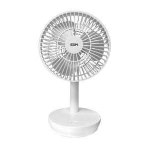 VENTILADOR DE SOBREMESA RECARGABLE BLANCO 5 W, 31,6 dB, ASPAS: Ø14,5 cm 17 x 13 x 26 cm