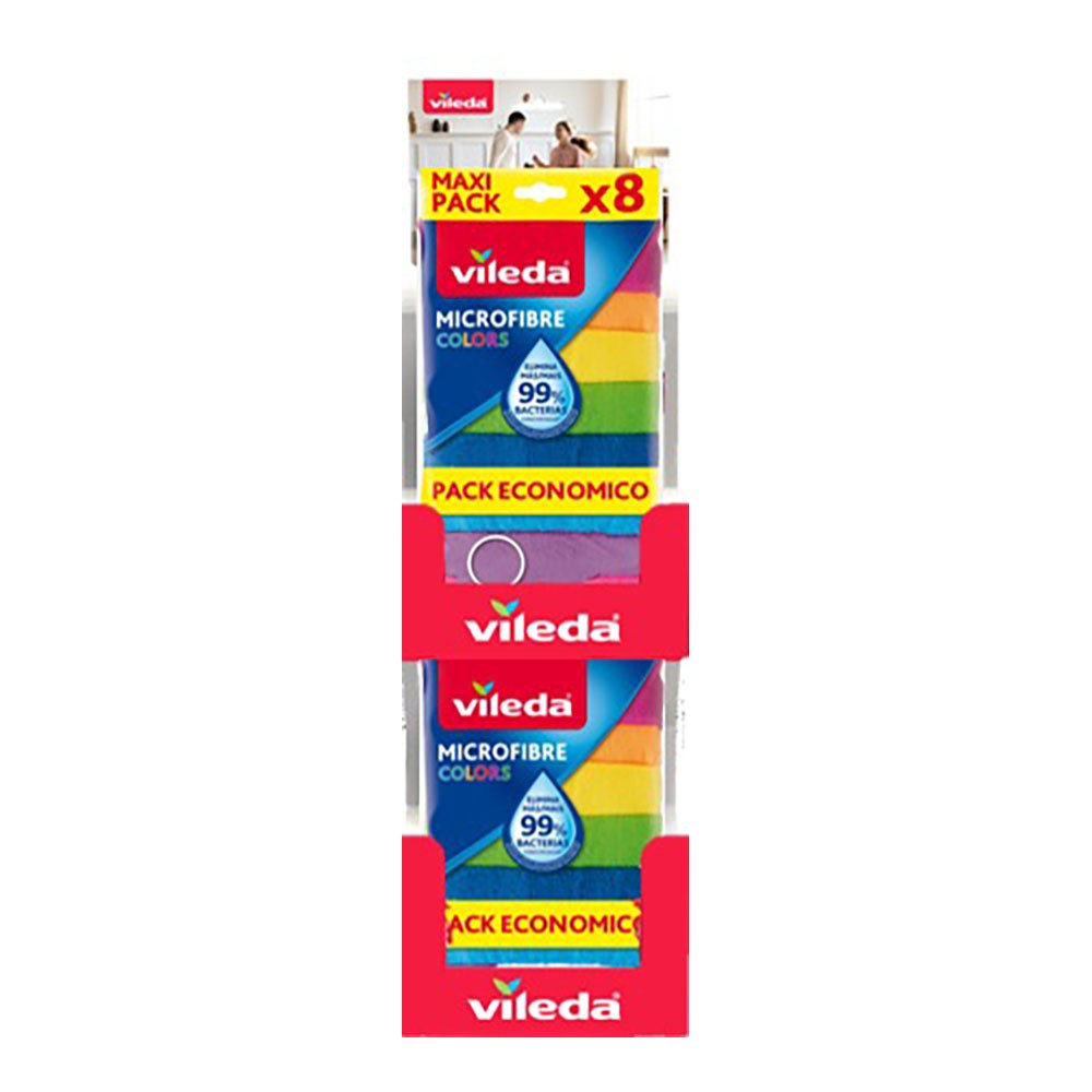 EXPOSITOR DE BAYETAS MICROFIBRA COLORS, REF. 77608, 10 PACKS DE 8 uds