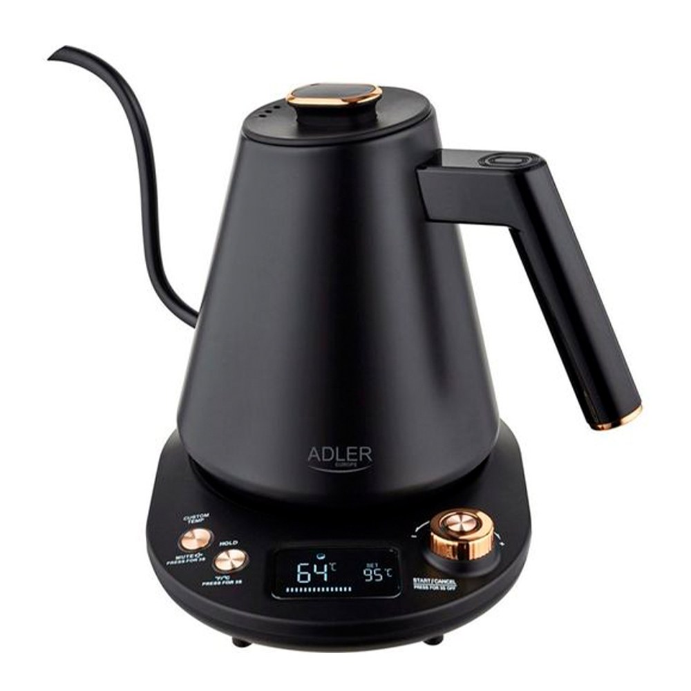 HERVIDOR DE AGUA AD1349, METÁLICO, NEGRO, 1 L 1100 W