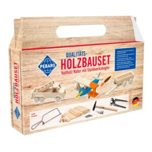 KIT DE CONSTRUCCIÓN DE MADERA EN CAJA DE CARTÓN CON ASA DE TRANSPORTE