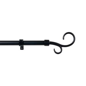 KIT BARRA CORTINA BÁCULO NEGRO EXTENSIBLE DE 160 - 300 cm