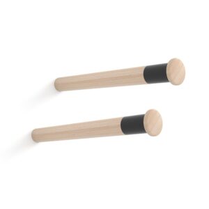 SOPORTE FIJO PARA BICICLETA, MODELO MT390, DE MADERA DE HAYA CON ACABADO LACADO, Ø 3,8 x 39 cm, 2 uds