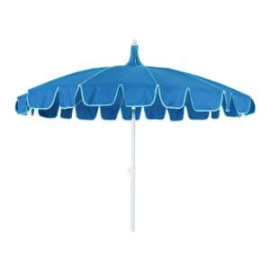 PARASOL PARA JARDÍN, AZUL CON RIBETE VERDE AGUA, Ø170 x 215 cm