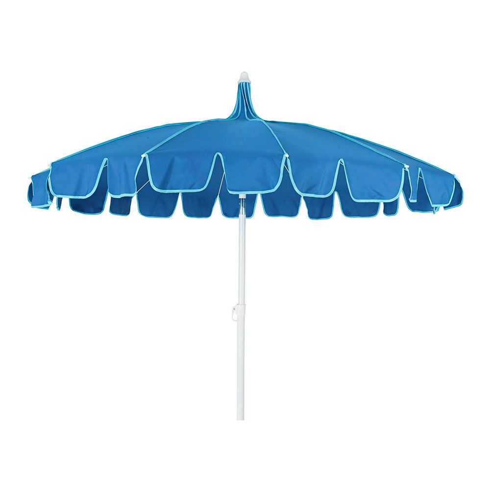 PARASOL PARA JARDÍN, AZUL CON RIBETE VERDE AGUA, Ø170 x 215 cm