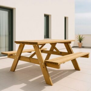 MESA PICNIC DE MADERA 177 x 152 x 71 cm