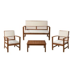 CONJUNTO DE JARDÍN MADERA DE ACACIA, 4 PIEZAS