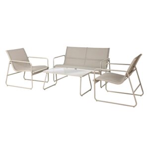 CONJUNTO DE JARDÍN GRIS CLARO/BLANCO 4 PIEZAS