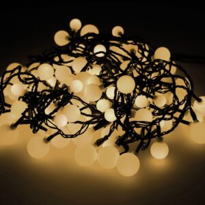 GUIRNALDA CHERRY, FIJA, USO EXTERIOR, LUZ CÁLIDA, 120 LEDS DE TRES MEDIDAS, 9 m