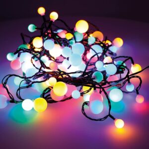 GUIRNALDA CHERRY, FIJA, USO EXTERIOR, MULTICOLOR, 120 LEDS DE TRES MEDIDAS, 9 m