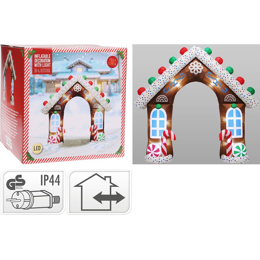 FIGURA HINCHABLE CON LED PARA EXTERIOR, CASITA CARAMELO, 290 x 70 x 270 cm