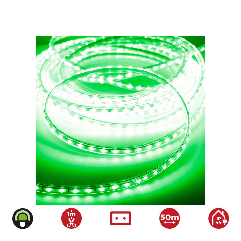 TIRA DE LED 60 LEDS/m 4,2W/m 220-240V IP44 50 m VERDE