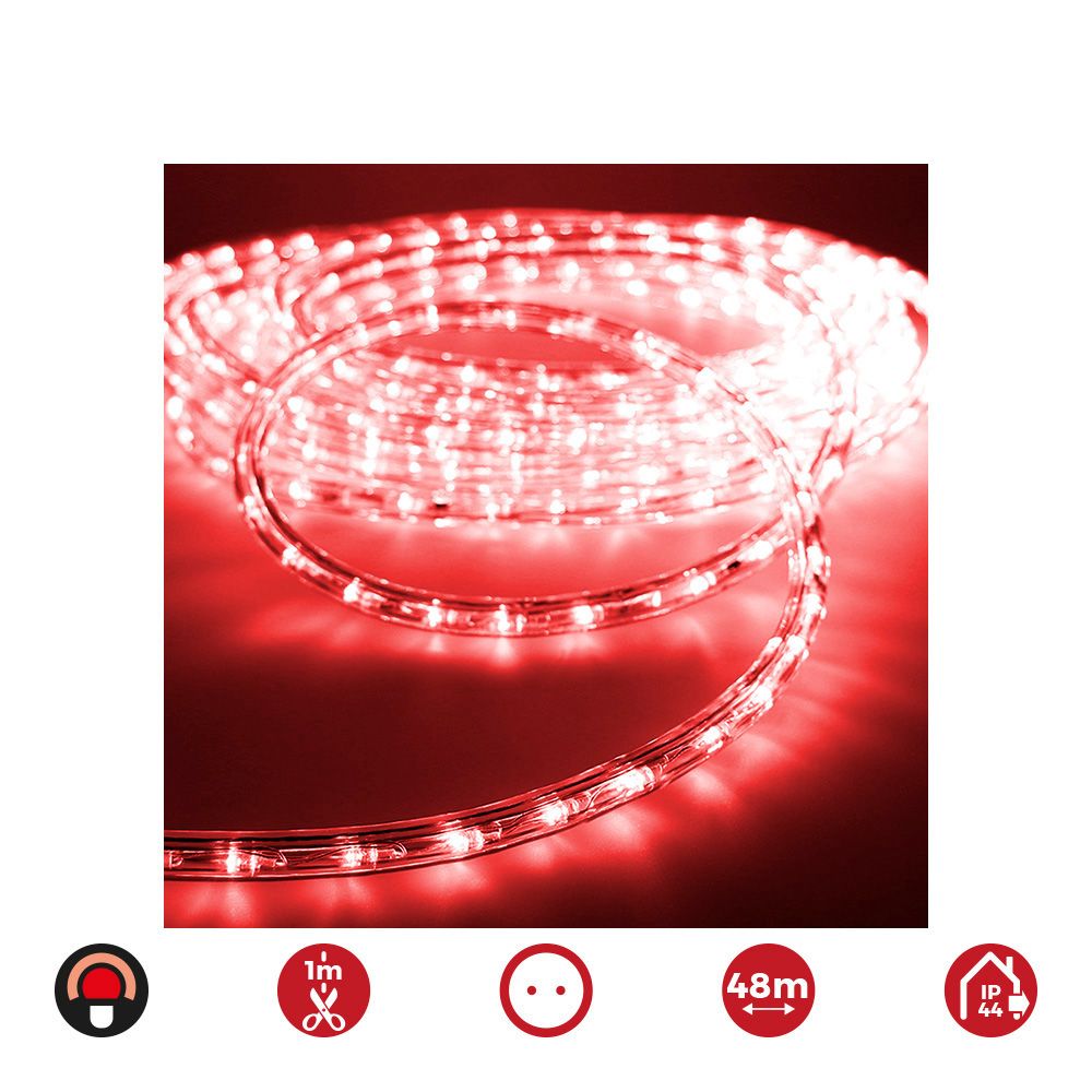 TUBO FLEXILED 2 VIAS FIJO 48 m 30 LEDS/m IP44 ROJO
