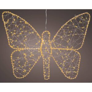 LUZ LED DECORATIVA MARIPOSA DE METAL 436 LED, EXTERIOR, MICROLED, DORADA 43 x 58 cm