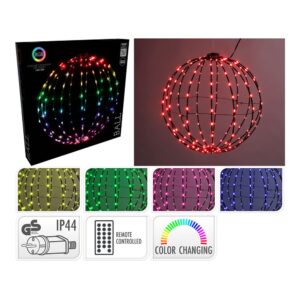 BOLA METÁLICA PLEGABLE, CON 168 LEDS RGB, Ø40 cm